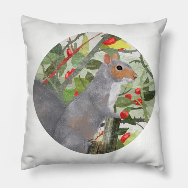 Grey Squirrel Pillow by KatherineBlowerDesigns