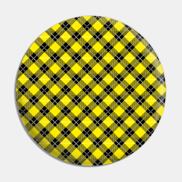 Diagonal Yellow and Black Flannel-Plaid Pattern Pin by Design_Lawrence