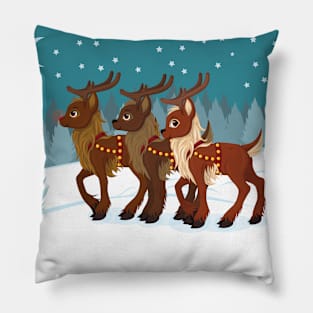 Reindeer in the Snow Pillow