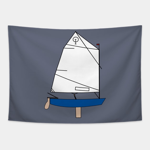 Optimist Sailing Dingy - Dark Blue Tapestry by CHBB