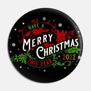 Merry Chistmas Vintage Style Red Greed Pin