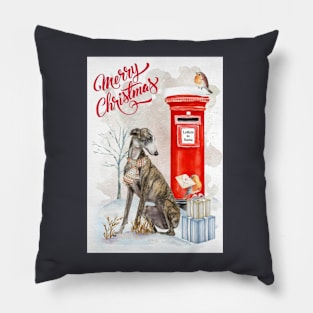 Greyhound Merry Christmas Santa Dog Pillow