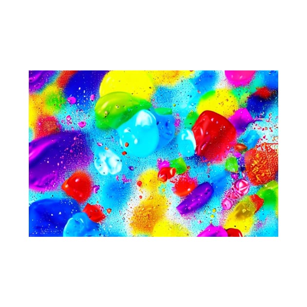 Abstract vibrant colors fun, celebration and joy paints merging, merging, underwater cool blue by N1L3SH