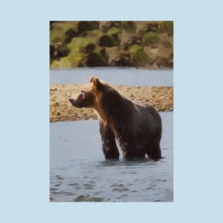 Brown Bear In River Artwork T-Shirt