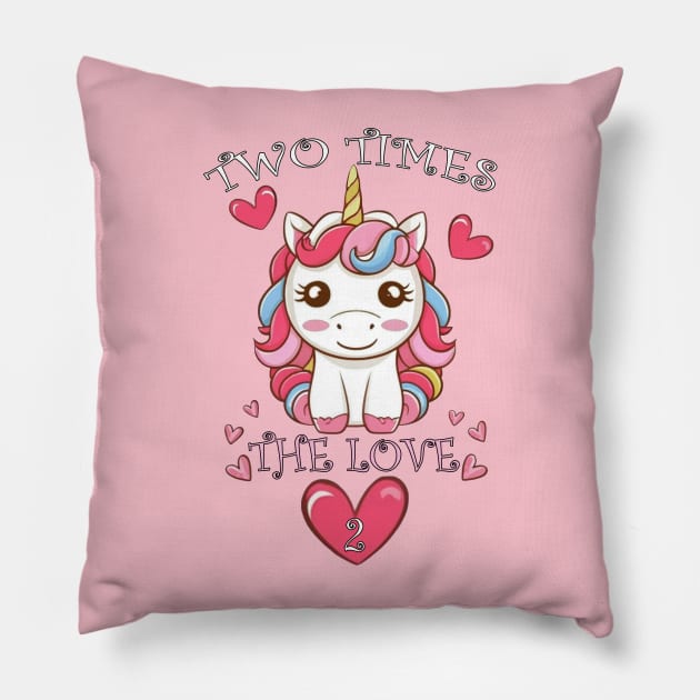 Kids Birthday Cute Unicorn 2 Year Old Birthday Pillow by tamdevo1