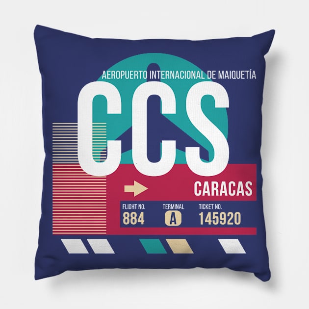 Caracus, Venezuela (CCS) Airport Code Baggage Tag E Pillow by SLAG_Creative