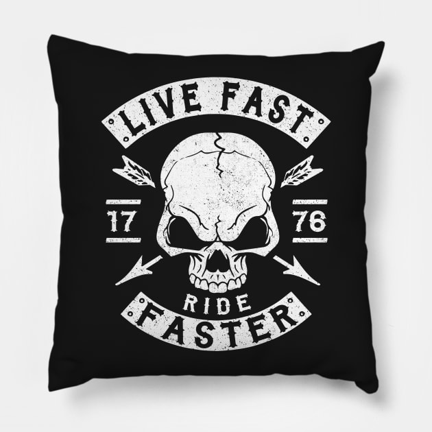 BIKER - LIVE FAST RIDE FASTER Pillow by Tshirt Samurai