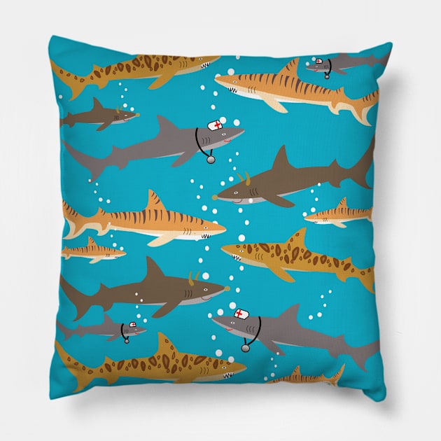 Shark Medley Pillow by designInk