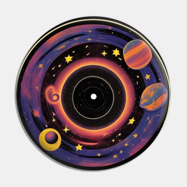 Galaxy Space Record Store Vinyl LP Music Cover Pin by musicgeniusart