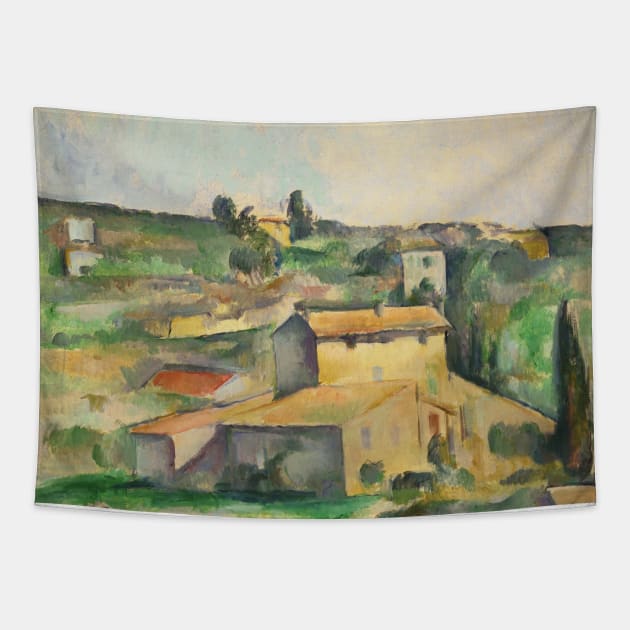 Fields at Bellevue by Paul Cezanne Tapestry by Classic Art Stall