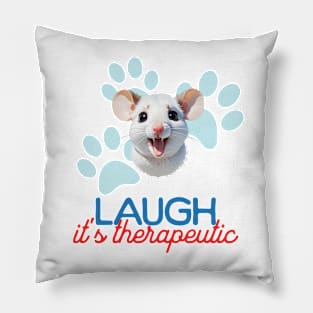 Cute Mouse Minimalist Style Art | Laugh, it's therapeutic. Pillow