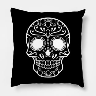 Day of the Dead Skull White Pillow