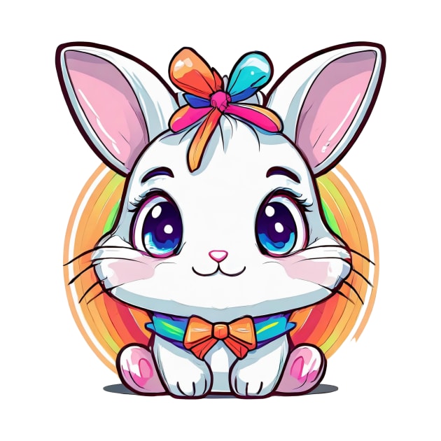 Cute colorful bunny with bowtie by KJ PhotoWorks & Design