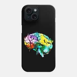 Color human brain watercolor mental health matters Phone Case