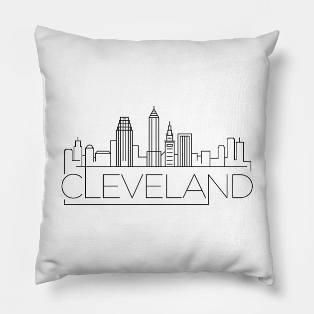 Cleveland Minimal Skyline Pillow by kursatunsal