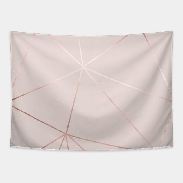 Blush Pink Gold Geometric Fractal Wire Terrarium Cage Lines Tapestry by Printable Pretty