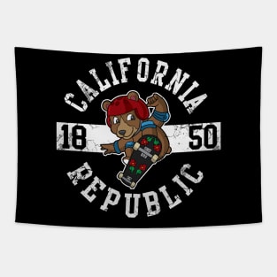 California Republic Bear Skater Skateboard Tapestry