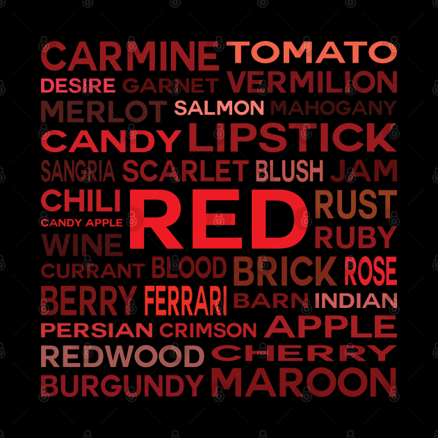 Word Cloud - Shades of Red (Black Background) by inotyler