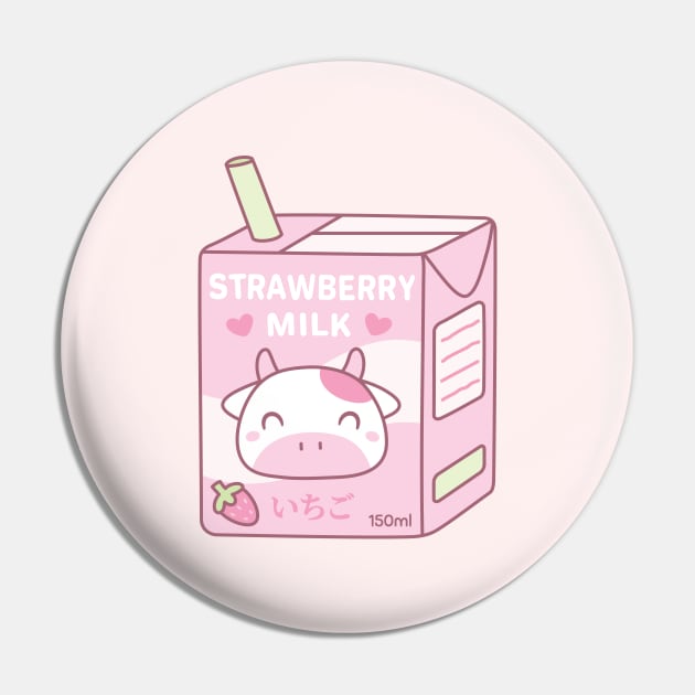 Cute Strawberry Milk Packet With Cow Mascot Pin by rustydoodle