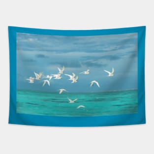 BIRDS OVER THE OCEAN Tapestry