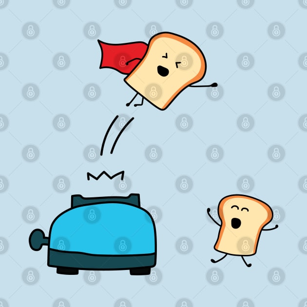 funny toaster cute bread jumps like superman by wordspotrayal