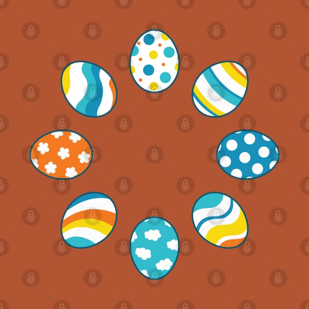 Eggs | Yellow Orange Blue | Stripes | Dots | Clouds | Yellow by Wintre2