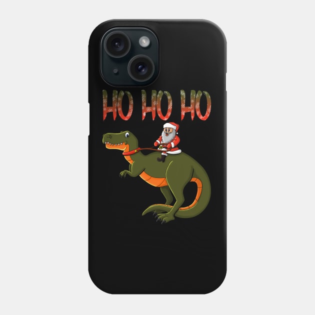 Santa Claus Trex Dino Ho Ho Ho Christmas Top Phone Case by Monstershirts