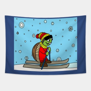 Animal Skier Turtle Mountains Tapestry