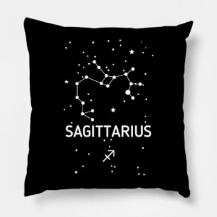 Sagittarius Zodiac Sign Constellation (White Print) Pillow