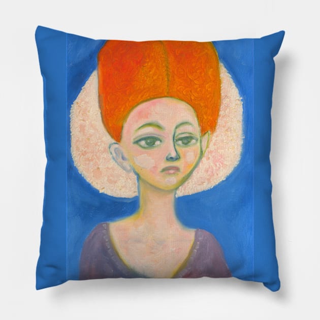 Queen Bess with red big hair Pillow by Mokoosh