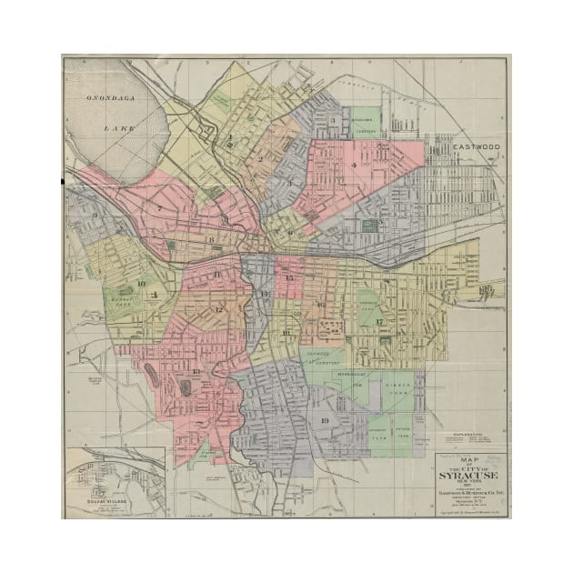 Vintage Map of Syracuse New York (1920) by Bravuramedia