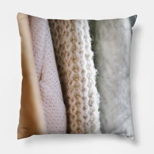 Close up photo of knitted sweater Pillow