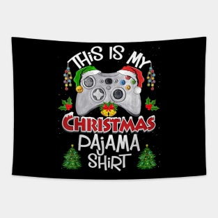 This is My Christmas Pajama Santa Hat Gamer Video Game Games Tapestry