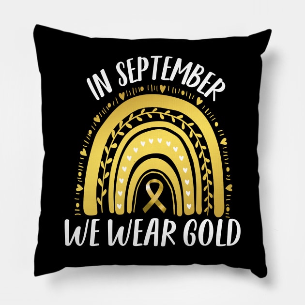 In September we wear gold..Childhood cancer awareness Pillow by DODG99