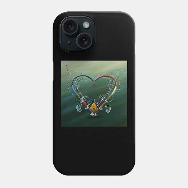 Water Hearts Of Love With Fishing Poles 2 Phone Case by MiracleROLart