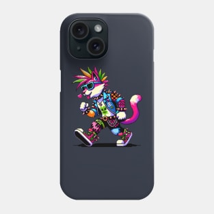 Retro Punk Feline: Pixel Heart & Edgy Style Phone Case