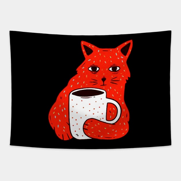 Coffee and cat Tapestry by bosssirapob63