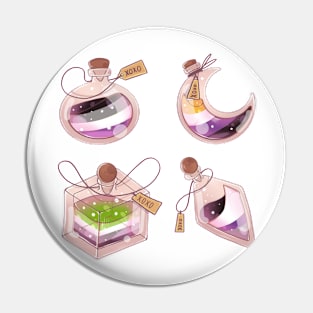 LGBT potions sticker set of four non-binary, Asexual, a romantic and demisexual Pin