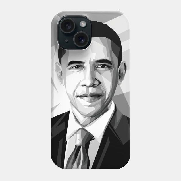 Obama Black and White Painting Phone Case by Madiaz