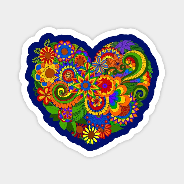 Rainbow Flower Power Love Magnet by AlondraHanley