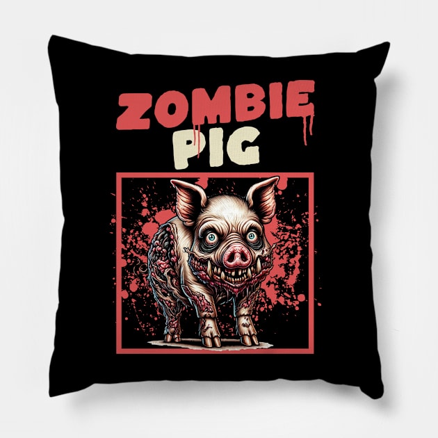 Zombie Pig funny Pillow by woormle