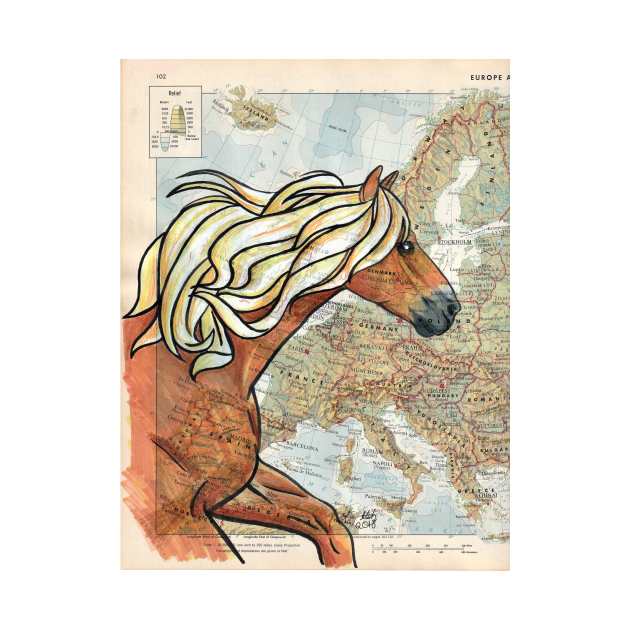 Haflinger Horse on Map by lizstaley