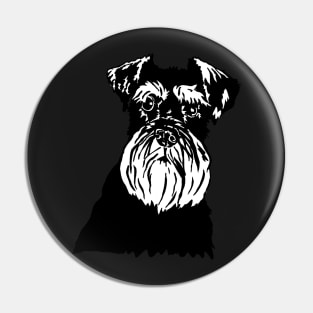 Mabel the Miniature Schnauzer Dog Linoprint Pin