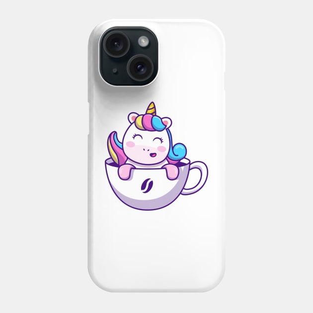 Cute Unicorn In Cup Coffee Phone Case by Catalyst Labs