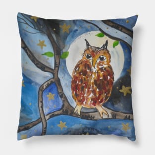 Owl in the Moonlight Pillow