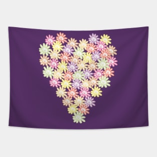 Daisy Smiley Faces Heart for Valentines Day Tapestry