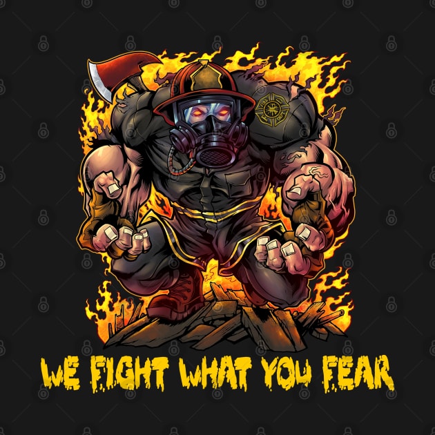 Firefighter Tough Cartoon Beast Fight Fear by SistersRock