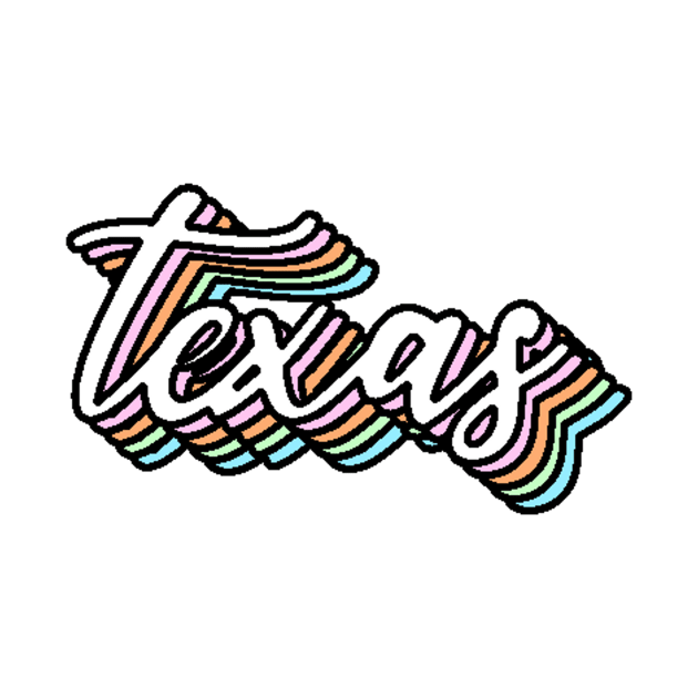 Texas Cursive Rainbow Design by Lauren Cude