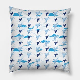 Flock of birds Fly in Clear Sky Pattern Pillow