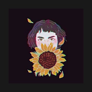 Girl with Sunflower Sketch T-Shirt